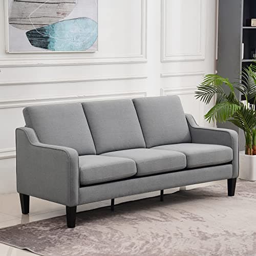 VINGLI Mid Century Modern Light Grey Loveseat Sofa for Small Spaces