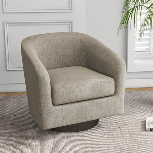 360° Swivel Barrel Accent Chair for Home Office (Flax Brown)