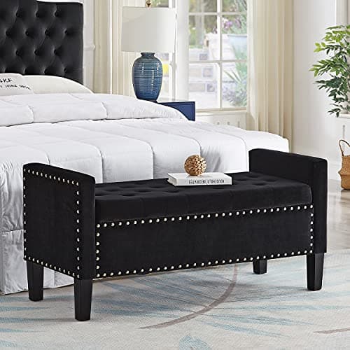 24KF Large Rectangular Upholstered Linen Tufted Ottoman Benchmark