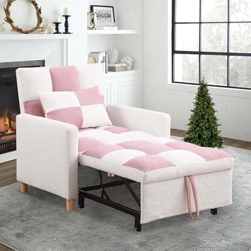 3 in 1 Convertible Sleeper Sofa, Black with Adjustable Backrest