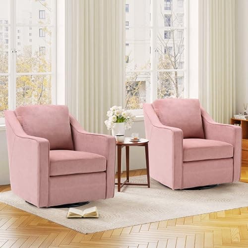 COLAMY Beige 360° Swivel Accent Chair with Track Arms