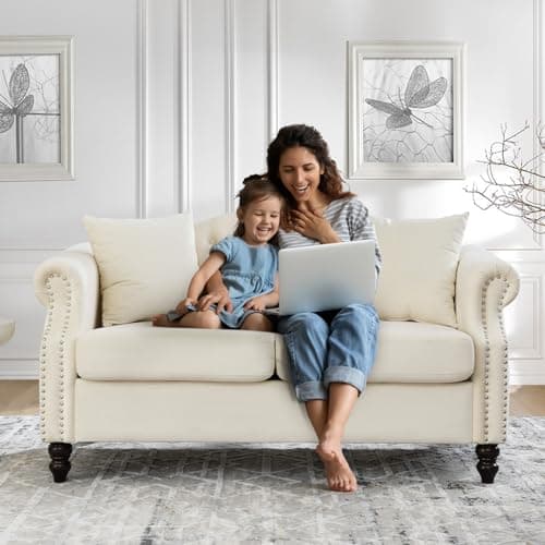 57 Button Tufted Velvet Loveseat Sofa in Black for Living Room, Bedroom, Office, Apartment