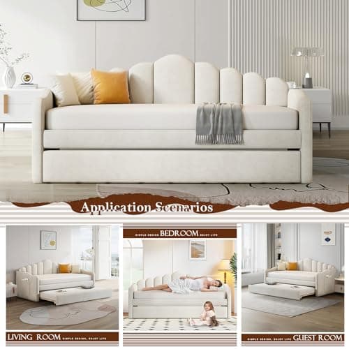 Velvet Daybed with Trundle and USB Charging Ports