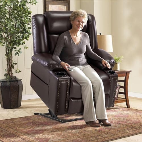 Large Heater & Massager Lift Chair Recliner, Dark Brown, 3 Positions