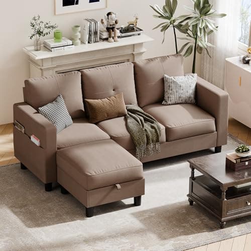 Dark Gray JY Convertible Sectional with L-Shaped Ottoman for Small Spaces