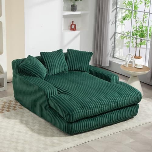 Oversized Grey Chaise Lounge Chair with Armrests & Throw Pillows - Modern Indoor Sofa for Living Room & Bedroom