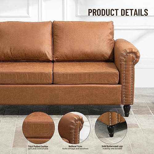 57" Loveseat Sofa Couch for Small Spaces with Solid Wood Legs