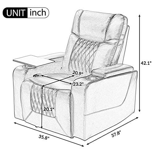 Merax Brown Electric Gaming Recliner Chair with USB Port and Ambient Lighting Home Theater Seating