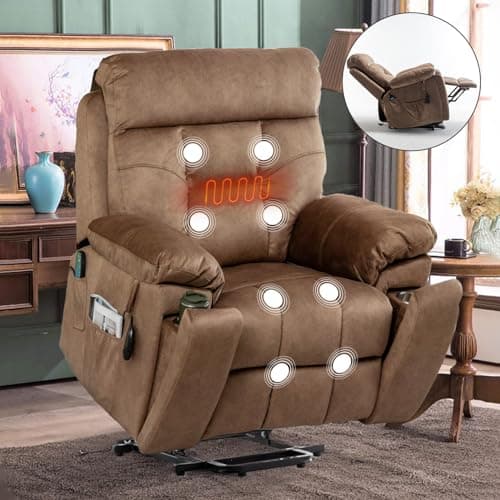 Power Lift Recliner Chair with Massage and Heat for Elderly, Oversized Boy Lazy Electric Recliner - Dark Grey