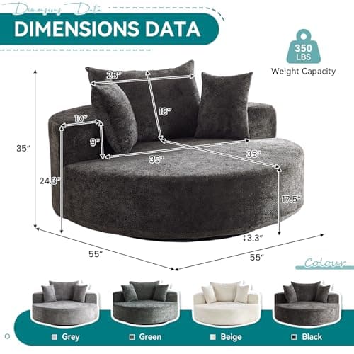 Oversized Swivel Accent Chair for Modern Living Rooms