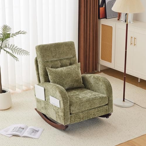 VINGLI Thick Headrest Mid-Century Modern Nursing Rocking Chair