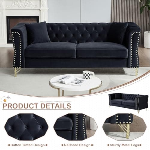 Velvet Chesterfield Sofa Set for Living Room, Bedroom, Office, Apartment - 2 Pieces