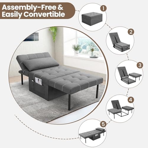 SEJOV 4-in-1 Multi-Function Sofa Bed, Dark Gray