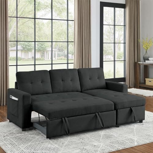 Modern Convertible 3-Seater Sleeper Sofa Bed with L-Shaped Design
