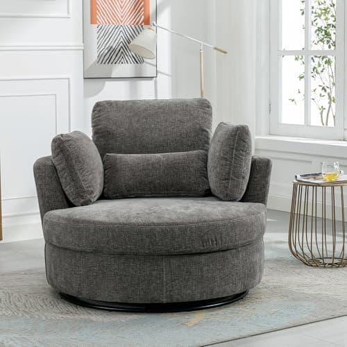 Oversized Swivel Accent Chair for Living Room Bedroom Hotel Office - Beige Boucle