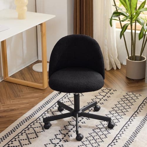 VINGLI Sunny Egg Yellow Rolled Task Chair, Armless Desk Chair with Lumbar Support