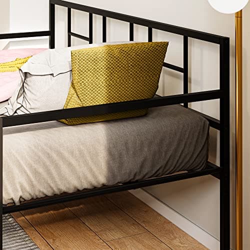 DWVO Black Twin Size Adjustable Height Daybed with Pull Out Trundle
