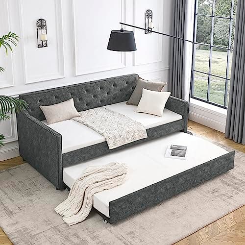Modern Queen Size Upholstered Daybed with Storage Drawers
