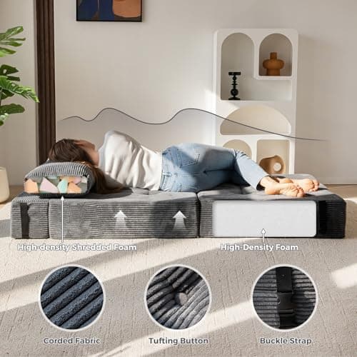 MAXYOYO Convertible Sofa Bed, 4-in-1 Fold Out Lounger, Dark Grey
