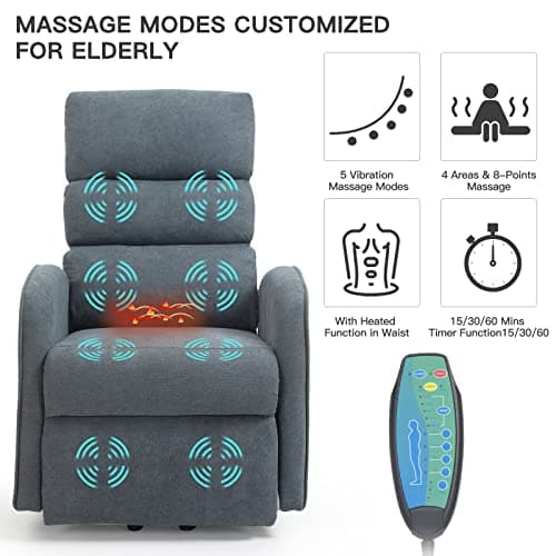 AVAWING Power Lift Chair with Heat and Massage for Elderly, Grey  
AVAWING Electric Recliner Chair with Remote Control, Side Pocket and USB Port for Living Room & Bedroom, Grey  
AVAWING Fabric Power Lift Chair with Heat and Massage for seniors, Grey