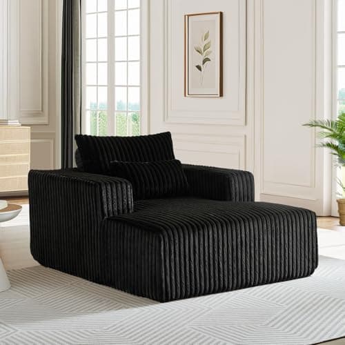 Oversized Chaise Lounge Chair for Indoor Living Room, Black
