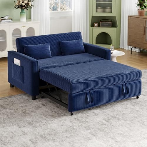 3-in-1 Grey Corduroy Futon Sofa Bed with Adjustable Backrest
