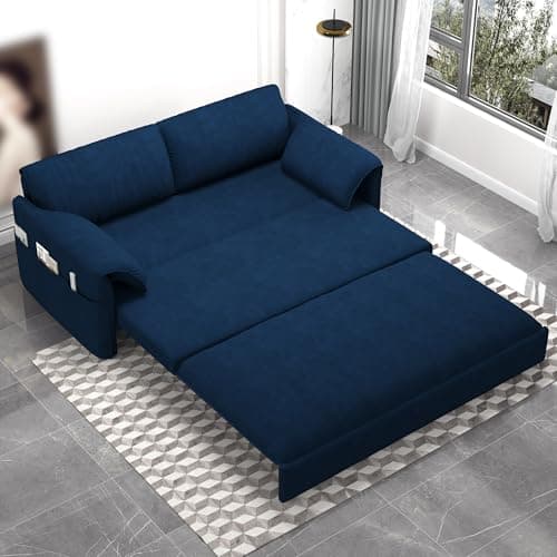 70.1" Queen Size 3-in-1 Convertible Futon Sofa Bed with Cushion Armrest, Modern Velvet Beige Couch for Living Room and S