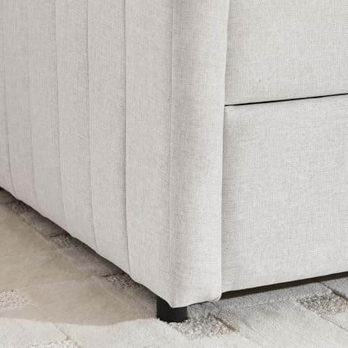 Twin Size Daybed with Trundle and Stripes - Beige