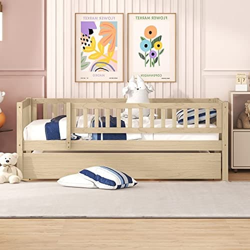 LifeSky Beige Velvet Tufted Twin Day Bed Frame