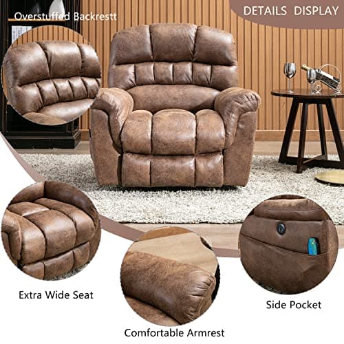 CANMOV Large Power Lift Recliner Chairs for Elderly with Massage and Heat, Big People, Heavy Duty Electric Faux Leather, Brown
CANMOV Large Power Lift Recliner Chairs with USB Port and Side Pockets for Big People, Elderly, Brown
CANMOV Heavy Duty Ele