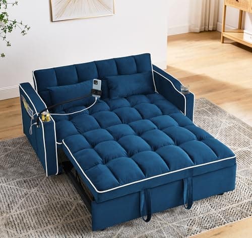 Eafurn Queen Size 3-in-1 Pull Out Sofa Bed with Storage Velvet Couch