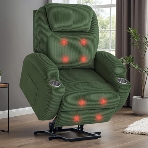 VICTONE Elderly Electric Power Lift Recliner Chair for Living Room with Massage, Side Pockets and Cup Holders