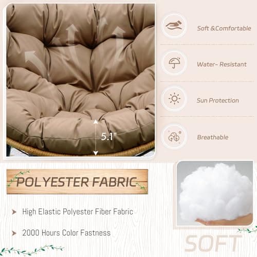 BULEXYARD Brown Wicker Royal Rocking Egg Chair, Oversized & Cozy for Balcony & Porch