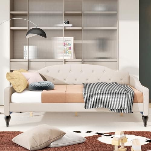 Upholstered Daybed with 2 Drawers and Diamond-Tufted Backrest, Gray