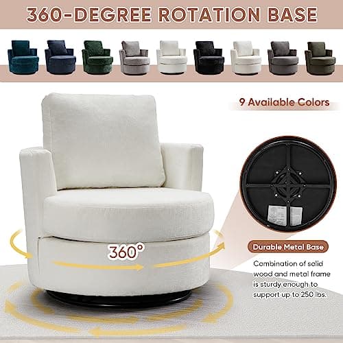 Modern Swivel Barrel Chair for Living Room - Beige