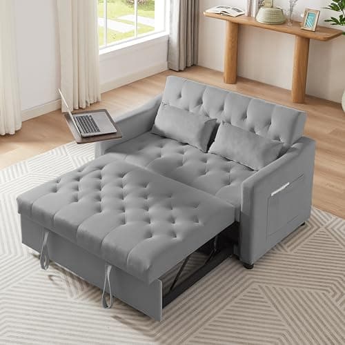 65'' 3-in-1 Folding Convertible Sofa Bed, Grey