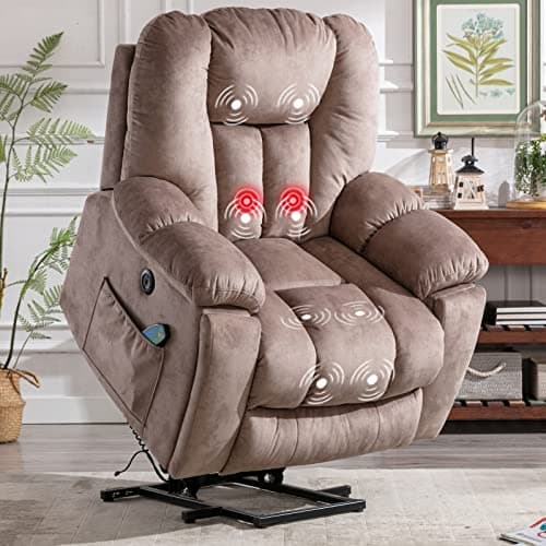 CANMOV Smoke Gray Power Lift Recliner with Massage, Heat, and Safety Mechanism
