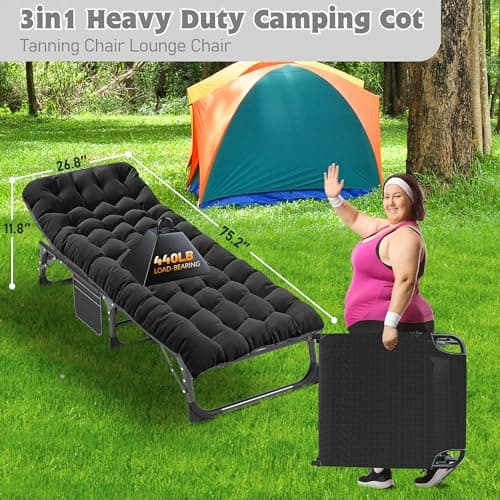 ABORON Heavy Duty Outdoor 5-Position Folding Lounge Chair with Pad
