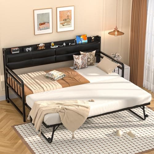 Homieasy Twin Daybed with Trundle and Charging Station