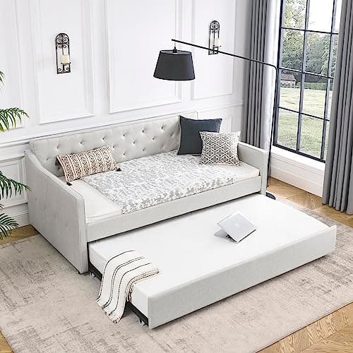 Modern Queen Size Upholstered Daybed with Storage Drawers