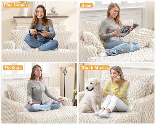 Chaise Lounge Chair Indoor: 53" Comfy Oversized Reading Chair in White