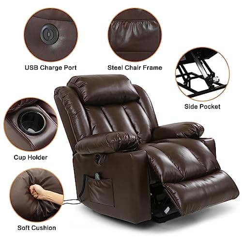 PARKOL Power Lift Recliner Chair with Massage & Heat (Brown)