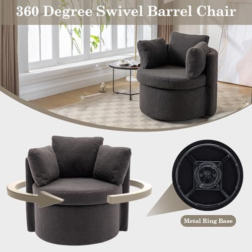 Modern Swivel Barrel Chair Set with Storage Function