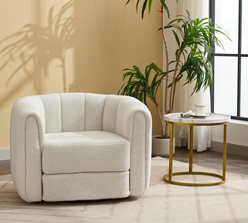 Modern White Swivel Barrel Chair Set of 2 for Living Room or Bedroom
