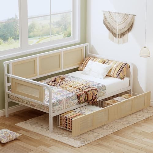 ANCTOR Rattan Twin Day Bed with StorageDrawers