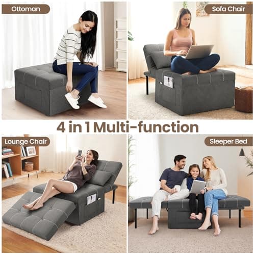 SEJOV 4-in-1 Multi-Function Sofa Bed, Dark Gray