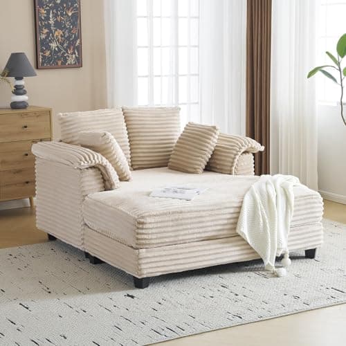 VINGLI 56" Oversized Corduroy Recliner Bed for Living Room and BedROOM