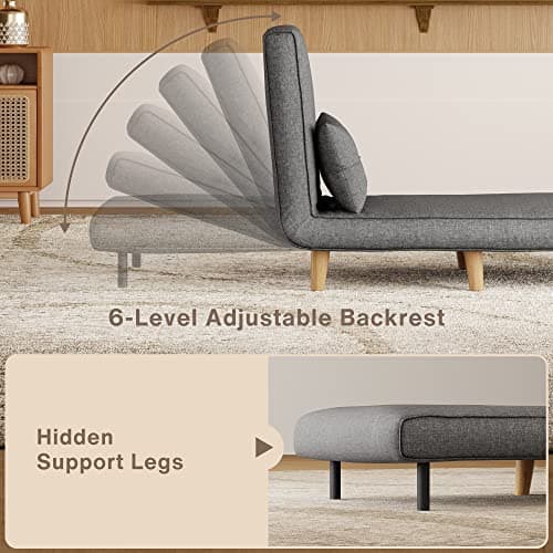 Aiho Dark Grey 3-in-1 Sleeper Chair Bed, Convertible Sofa