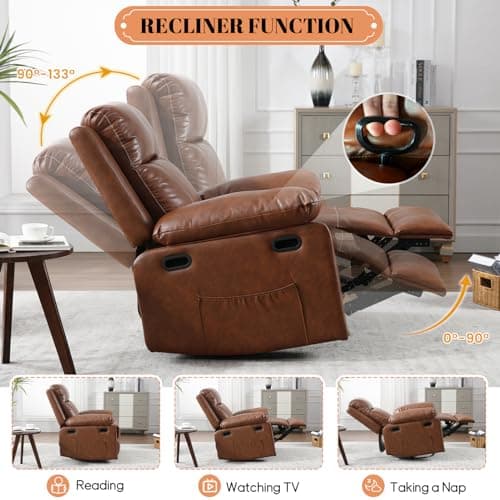 Swivel Rocker Massage Chair for Adults with Heat and Vibration