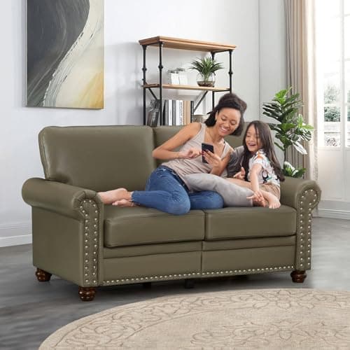 Modern Loveseat with Storage, Faux Leather Sofa